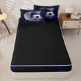 thumbnail image 4 of Castle Fairy Letter C Soccer Print Zipper Twin Comforter Sets with Fitted Sheet and 2 Pillowcases, Futuristic Cubes Zipper Bedding Set, Silver Black Blue,4-Piece,Black Reversible, 4 of 6