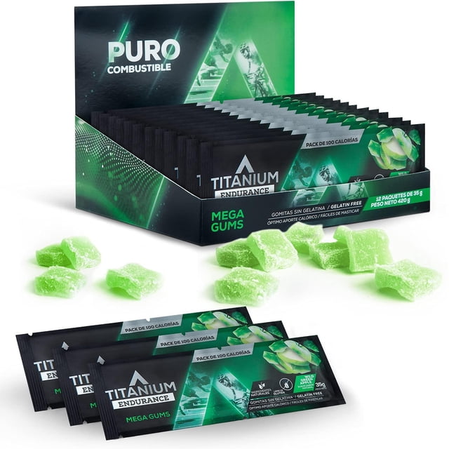 Gomitas Energéticas TITANIUM Verde Manzana con Glucosa para Corredores y Ciclismo