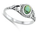 thumbnail image 4 of CHOOSE YOUR COLOR Bali Oval Abalone Ring .925 Sterling Silver Band Jewelry Female Male Unisex Size 8, 4 of 4