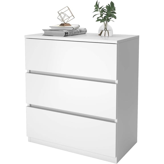 3-Drawer Small Dresser in White, Modern Chest of Drawers for Bedroom, Closet or Entryway