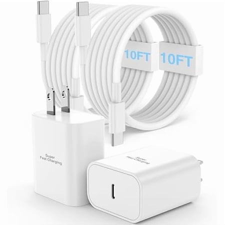 Quyaojz for [10FT+10FT] iPhone 17 16 15 Pro Max Super Fast Charger Type C 45W USB C Charger Block with 10FT Extra Long USB C Cable Compatible With iPhone 17 16 15 Pro Max/Pro/ S26 Ultra/S26+/S25/S24-