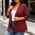 thumbnail image 5 of Vmvidoty 2026 Plus Size Blazers for Women Casual Work Office 3/4 Sleeve Open Front Cardigan Suit Jacket Blazer with Pockets Wine L, 5 of 8