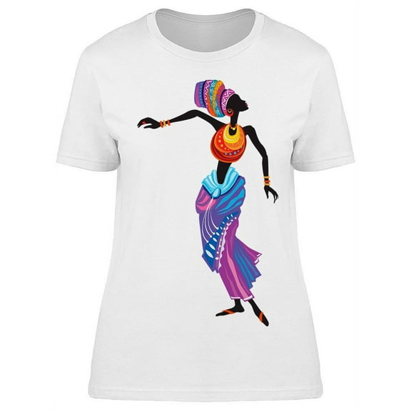 Black Woman Ethnic Style Dress T-Shirt Women -Image by Shutterstock, Female Small