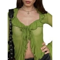 thumbnail image 3 of Lucakuins Mujeres Crop Tops Tie Front Cardigan Sheer Mesh Ruffles Blusa Verano Streetwear Clubwear Lucakuins moda, 3 of 9