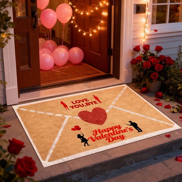 BotaniNest Valentine's Day Heart Envelope Design Soft Area Rug For Bedroom Living Room Floor Mat