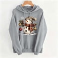 thumbnail image 4 of Fall Fashion Must Haves Womens Long Sleeve Christmas Print Hooded Pullover Sweatshirt Drawstring Hoodie Holiday Top Women, 4 of 5