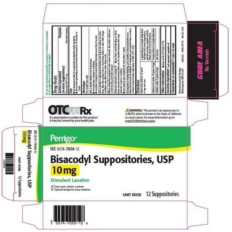 Laxative Suppository Geri-Care® Bisacodyl USP 12 per Box 10 mg