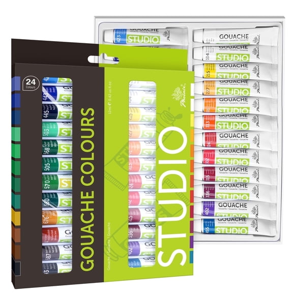 PHOENIX Gouache Paint Tubes - 24x12ml / 0.4 fl oz Non-Toxic Gouache Painting Supplies Art Paints Set for Adults, Beginners, Students