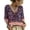 Dark Purple, variant on Womens Tops Vintage Floral Print Ruffle Trim Tie Front Deep V Neck Loose Fit Comfort Blouses Puff 3/4 Sleeve Casual Vacation Tops Light Gray S