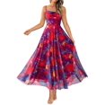 thumbnail image 1 of Vestido largo BTFBM floral azul marino y rojo, 1 of 8