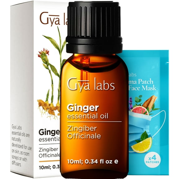 Gya Labs Ginger Oil for Hair, Skin & Diffuser - Natural Ginger Essential Oil for Massage Oil and Comfort (0.34 fl oz)