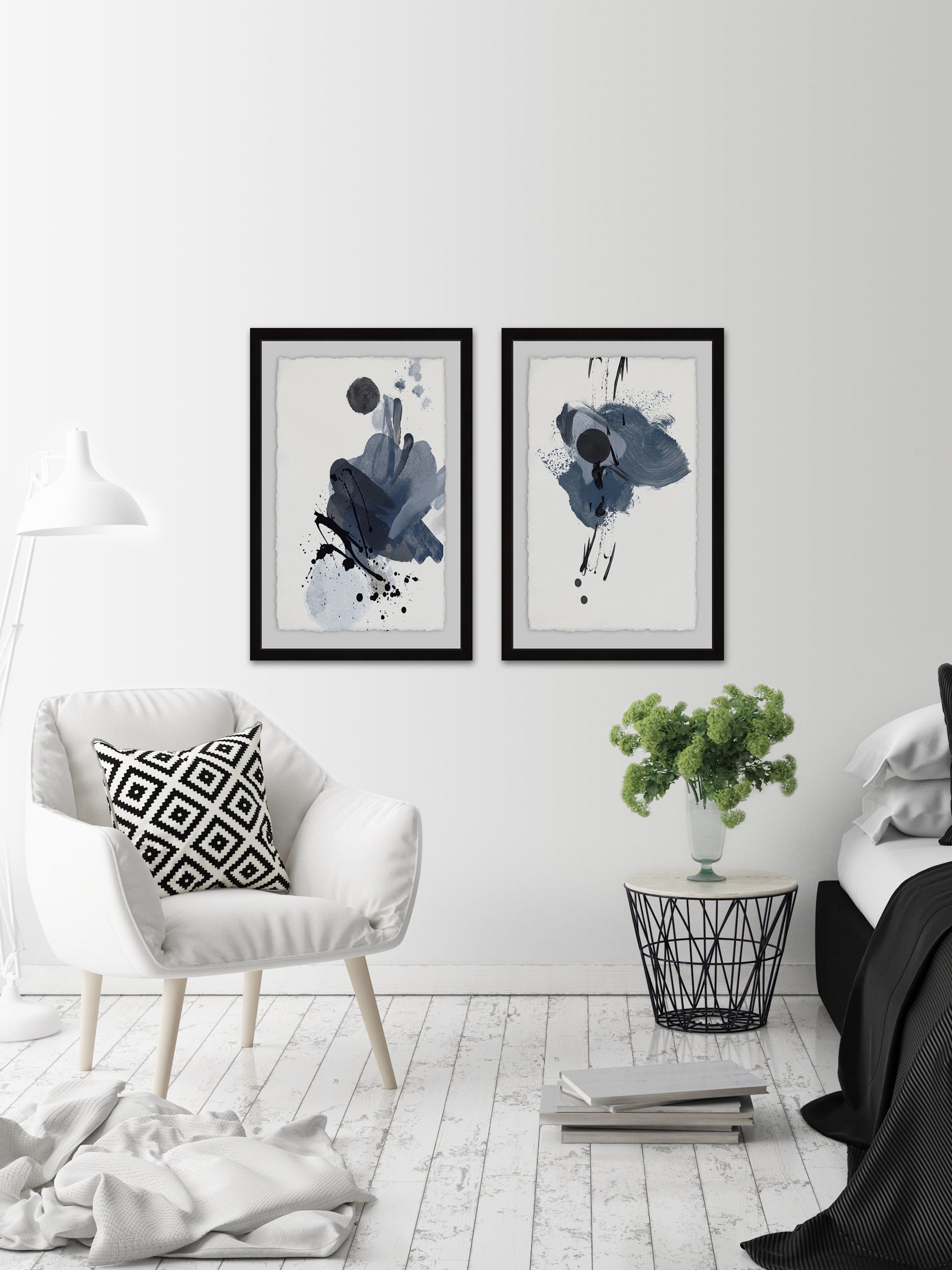 Marmont Hill Dark Strokes Diptych, 24" x 32"