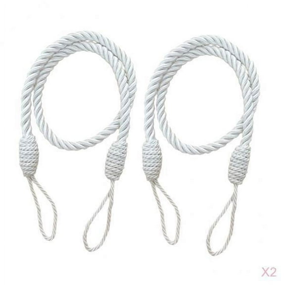 4 Pieces Rope Satin Drape Curtain Tiebacks Holdbacks 70cm Handmade Rural Decorative White Color