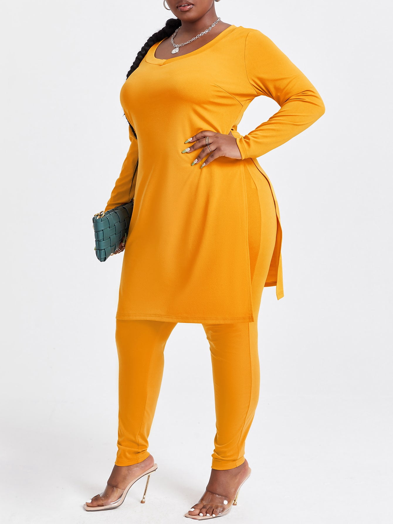 Split Hem Longline Tee Leggings1XL 