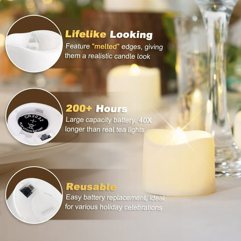 Homemory 48-Pack Battery Tea Lights Bulk, Long-Lasting Tea Lights