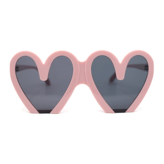 Womens Retro Cropped Heart Plastic Valentines Sunglasses Pink - Black