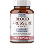 Blue Lily Blood Pressure Support Supplement - 90 Capsules with Garlic, Hibiscus, Hawthorn Extracts