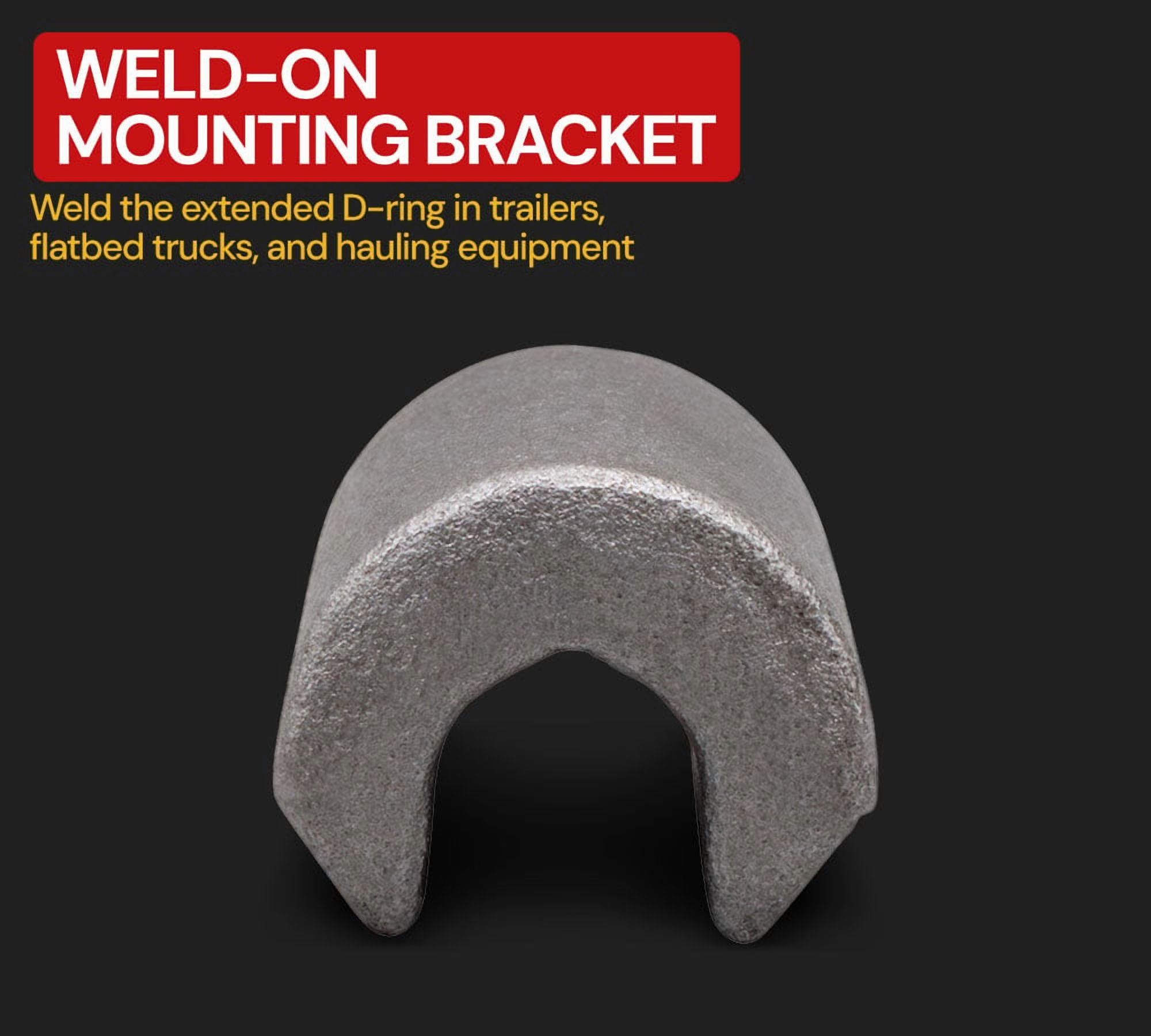 8 pack 1/2" Heavy Duty Weld-On Extended Forged D Ring w/ Mounting Brackets - 11000 lbs Bracking Strength - Tie Down Anchor D-Ring for Trailer, Truck Cargo, RV, ATV Tiedowns