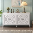 thumbnail image 2 of 60" W Large Buffet Sideboard Cabinet with Adjustable Shelf, Circular Groove Design Buffet Table, 4 Doors Coffee Bar Storage Cabinet, for Dining Room, Living Room, Kitchen, White, 2 of 9