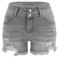 thumbnail image 4 of Women's Jean Shorts Stretchy Pull On Tattered Jeans Short High-Waisted Double-Button Comfortable Stretch Denim Shorts, 4 of 9