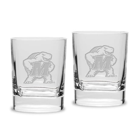 Maryland Terrapins Set of 2 Square Double Old Fashioned Glasses