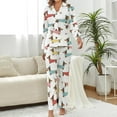 thumbnail image 2 of Top-kevin Women Long Sleeve Pajama Set Comfy Pjs Sets Duck Bow Red Hat 2 Piece Lounge Set, 2 of 12