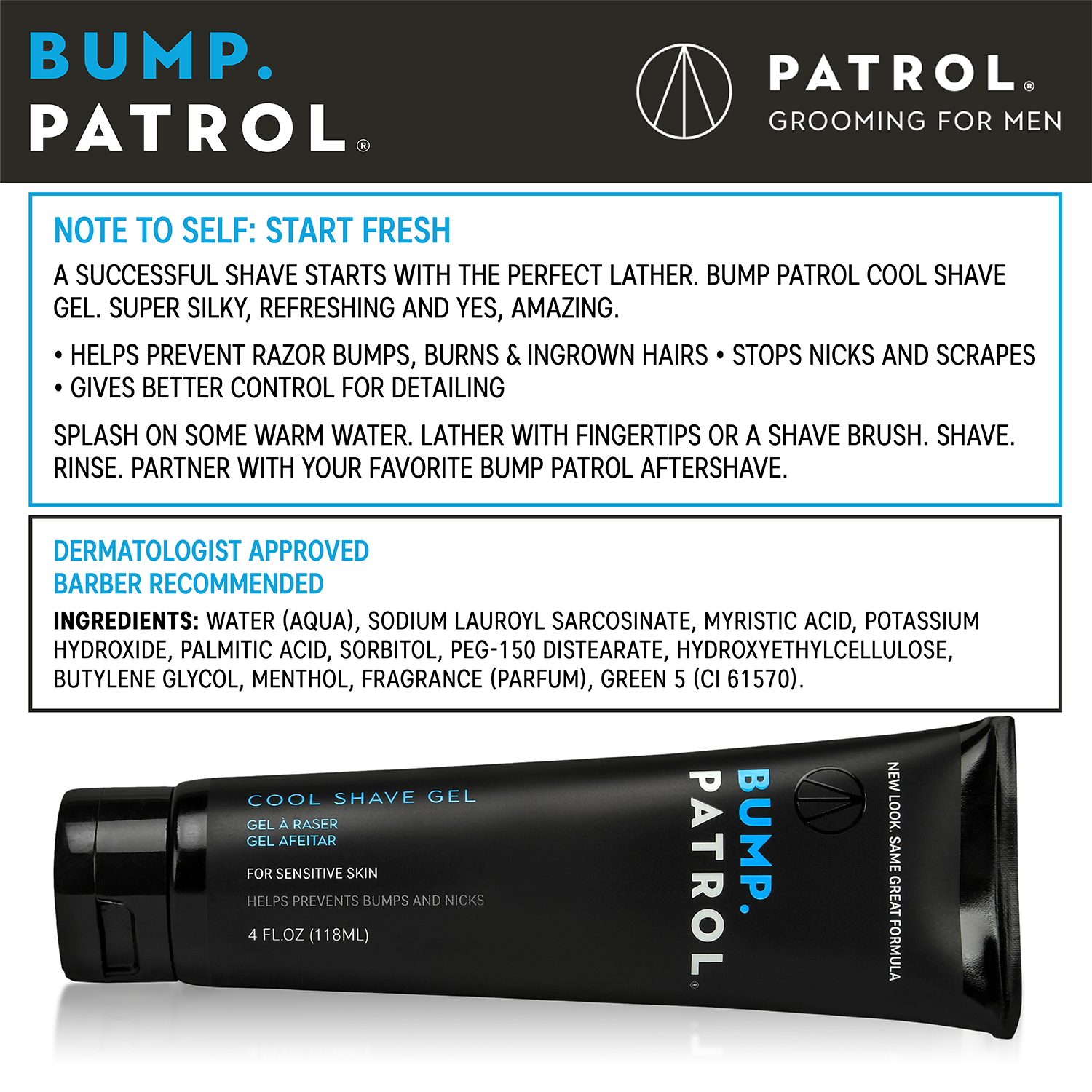 Bump Patrol Cool Shave Gel with Menthol for Sensitive Skin (4 oz) - image 2 of 5
