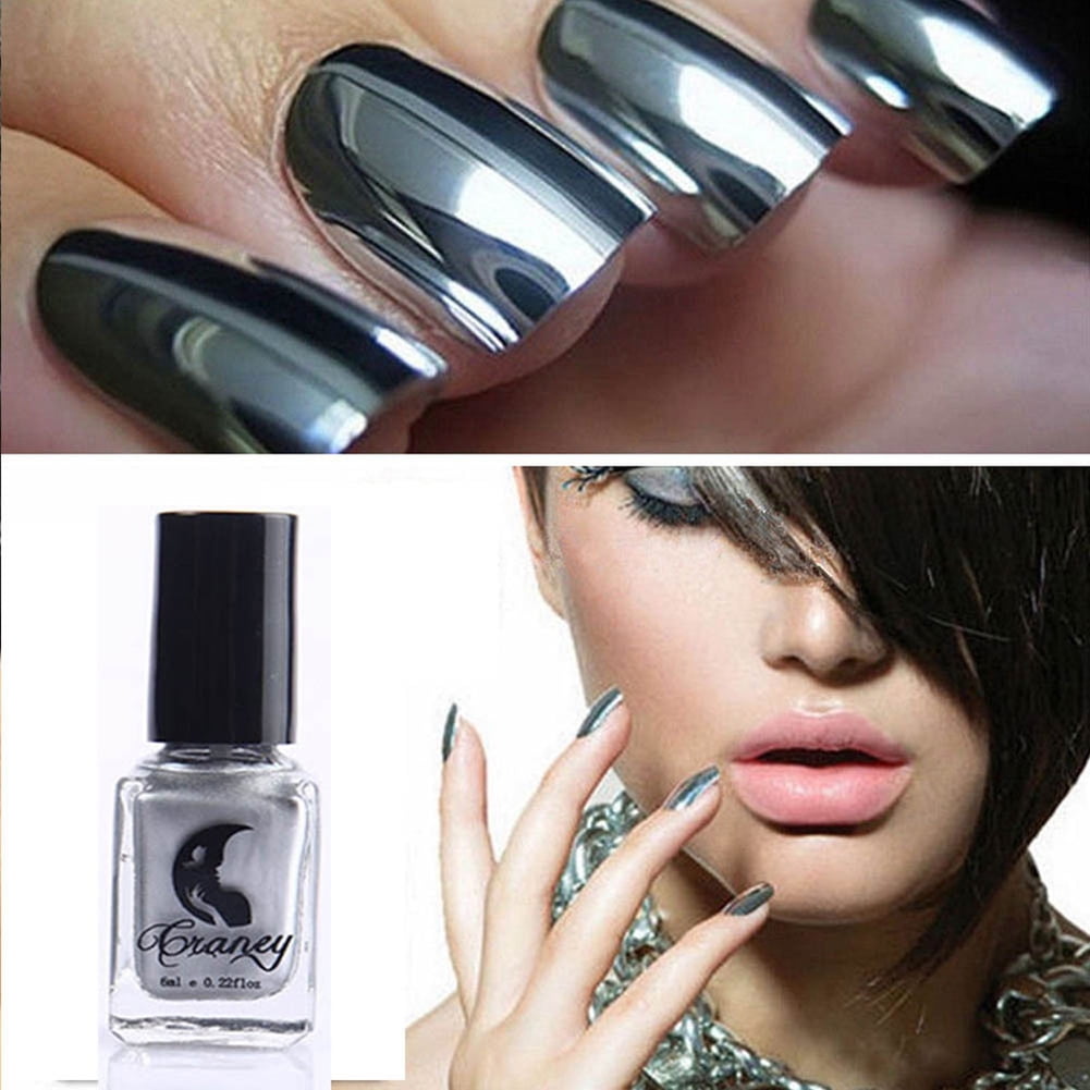 FLW 6ml Metallic Chrome Mirror Effect Sexy Nail Art Polish Varnish Manicure  Tool 