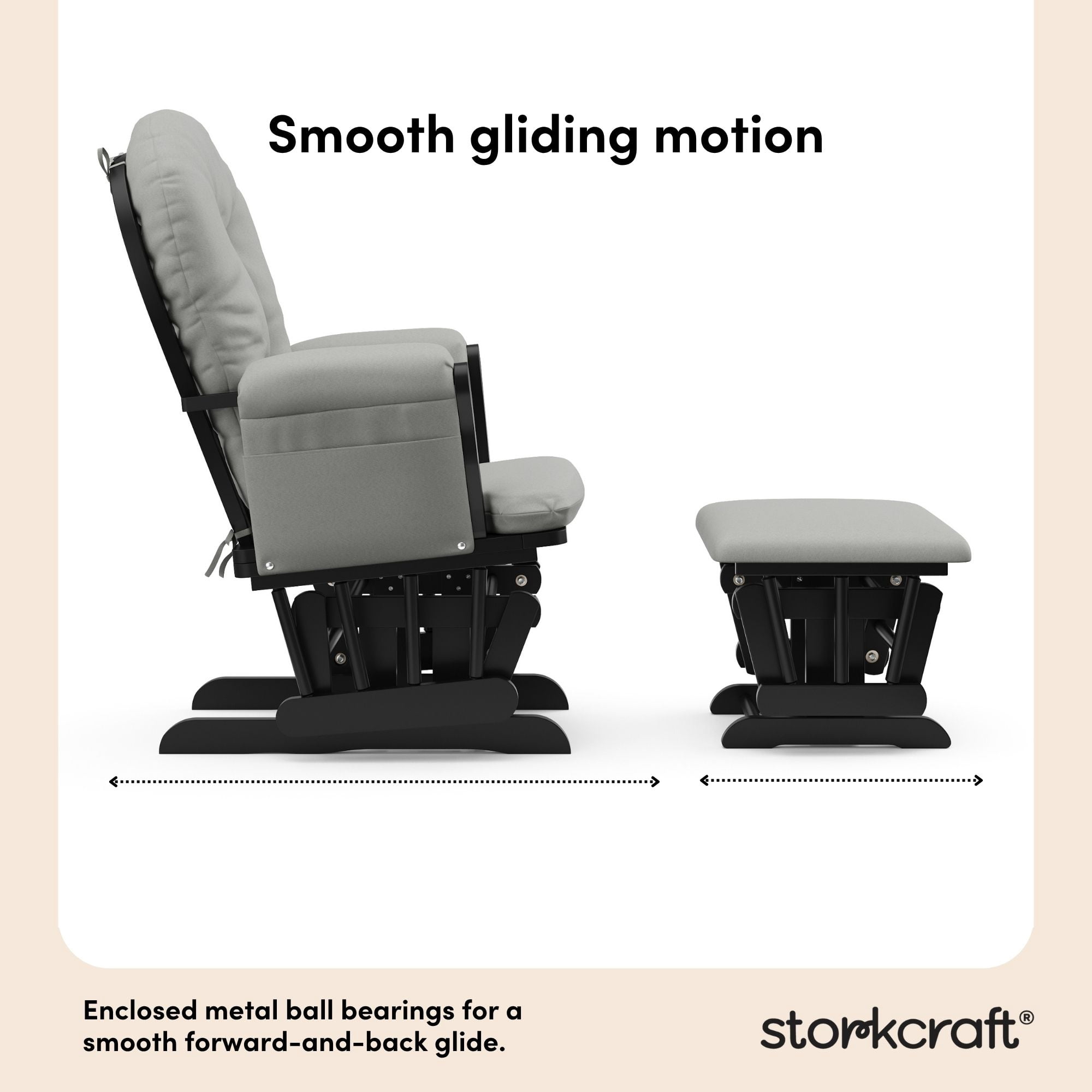 Storkcraft Hoop Infant Nursery Glider and Ottoman, Black with Light Gray