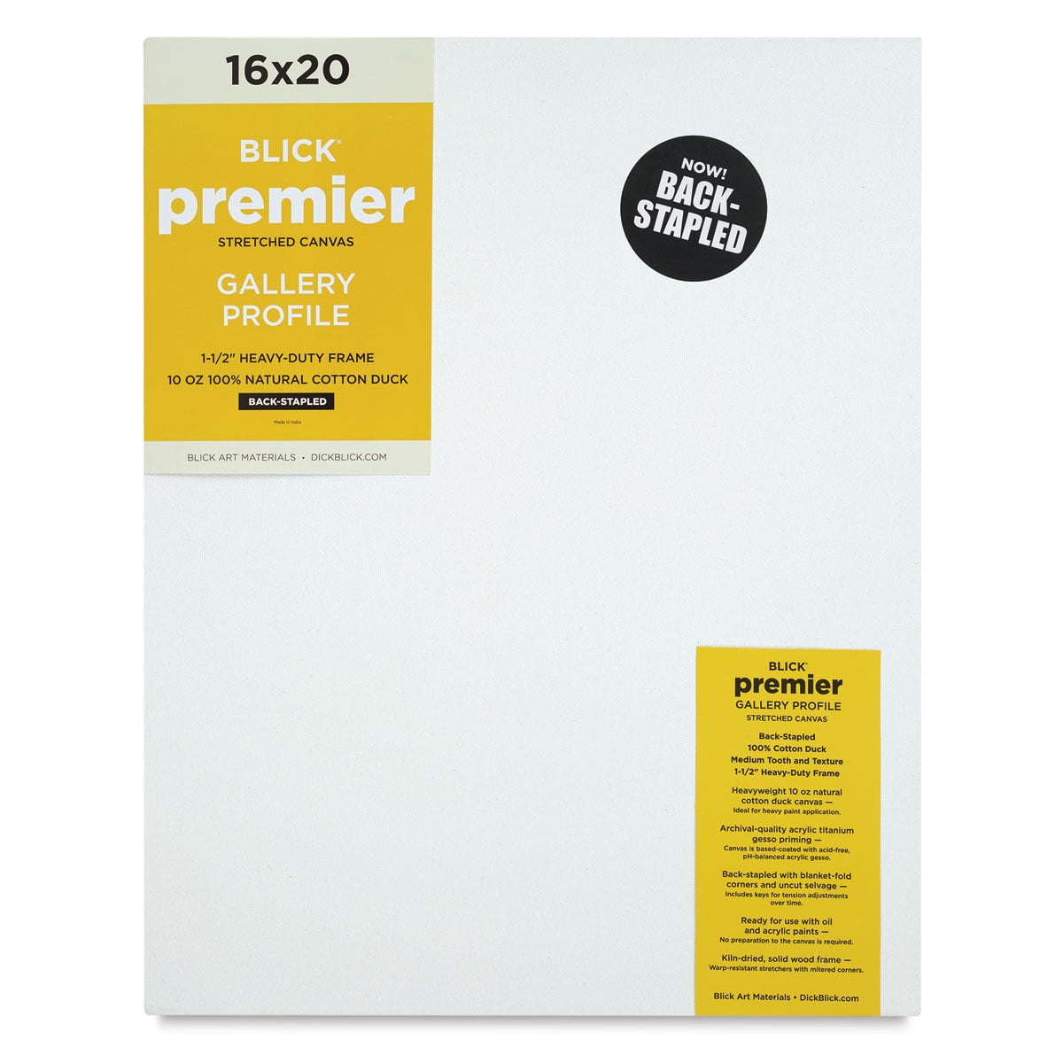 Blick Premier Stretched Cotton Canvas - Gallery Profile, Back-Stapled, 16" x 20"