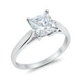 thumbnail image 2 of Solitaire Princess Cut Engagement Ring CZ 925 Sterling Silver Ring Size 9, 2 of 5