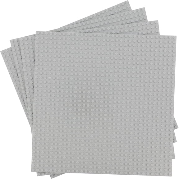 SCS Direct Brick Building Base Plates - Large 10x10" Gray Base Plates (4pcs) - Dual Side Connectivity, Tight Fit w All Brands