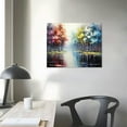 thumbnail image 3 of COMIO Painted Lake Landscape Canvas Wall Art with Colorful Tree Thick Texture Painting Abstract Artwork, 3 of 4