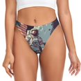 thumbnail image 1 of Balery Astronaut With American Flag Tangas de Algodón para Mujer con Estampado – Ropa Interior Sexy, Transpirable, G-string-Medium, 1 of 6