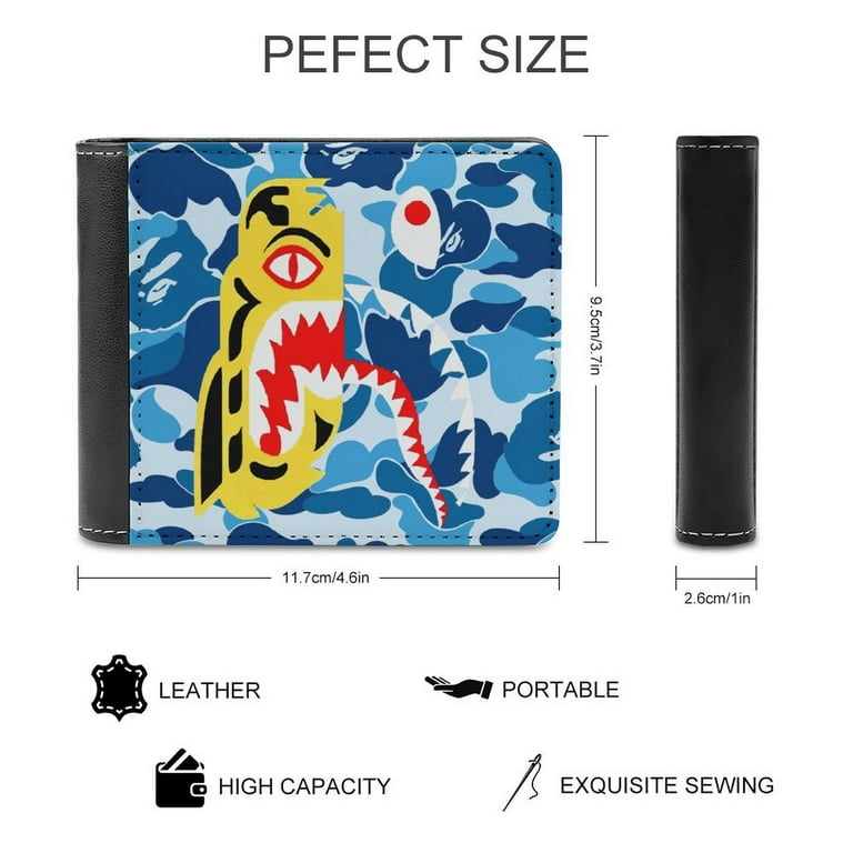 BAPE Camo Shark Leather Wallet Slim Card Wallet Bifold RFID BAPE Camo Shark Leather Wallet Slim Card Wallet Bifold RFID