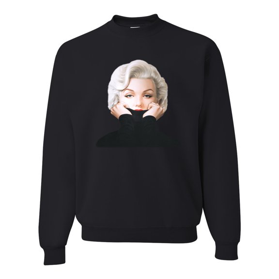 Wild Bobby, Hip Marilyn Monroe Portrait Classic Beauty Pose, Famous People, Unisex Crewneck Graphic Sweatshirt, Black, Small
