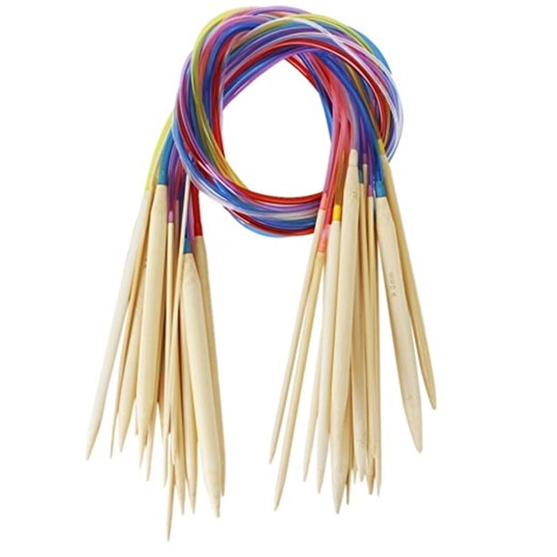 Agujas de coser tubo multicolor de bambú circulares agujas de tejer de ganchillo conjunto de herramientas de costura suéter sombrero kit de ganchos de ganchillo 18 piezas Vogacara JJ18519-00