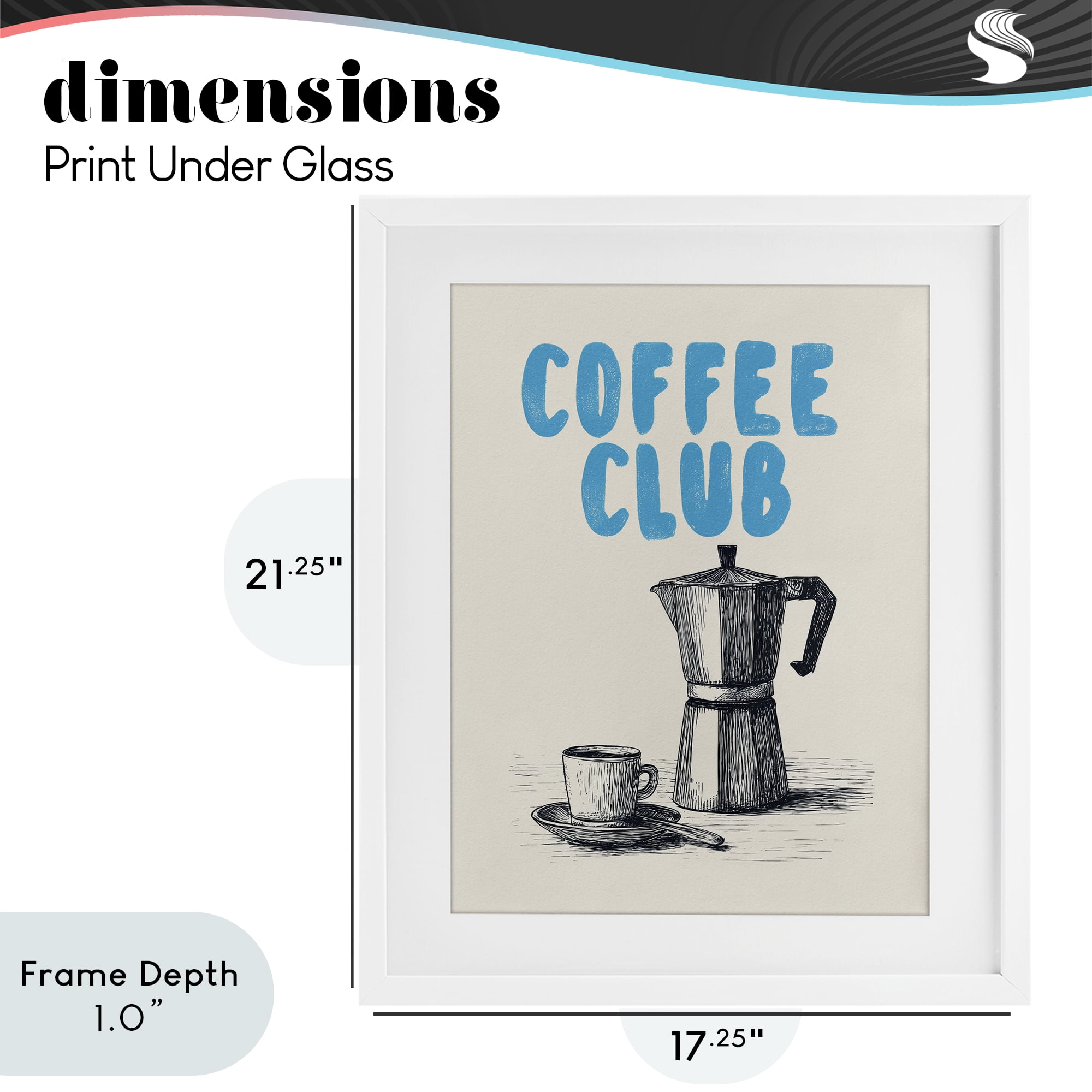 Stupell Industries Coffee Club Retro Drawing White Framed Print Under Glass, design by Andreas Magnusson