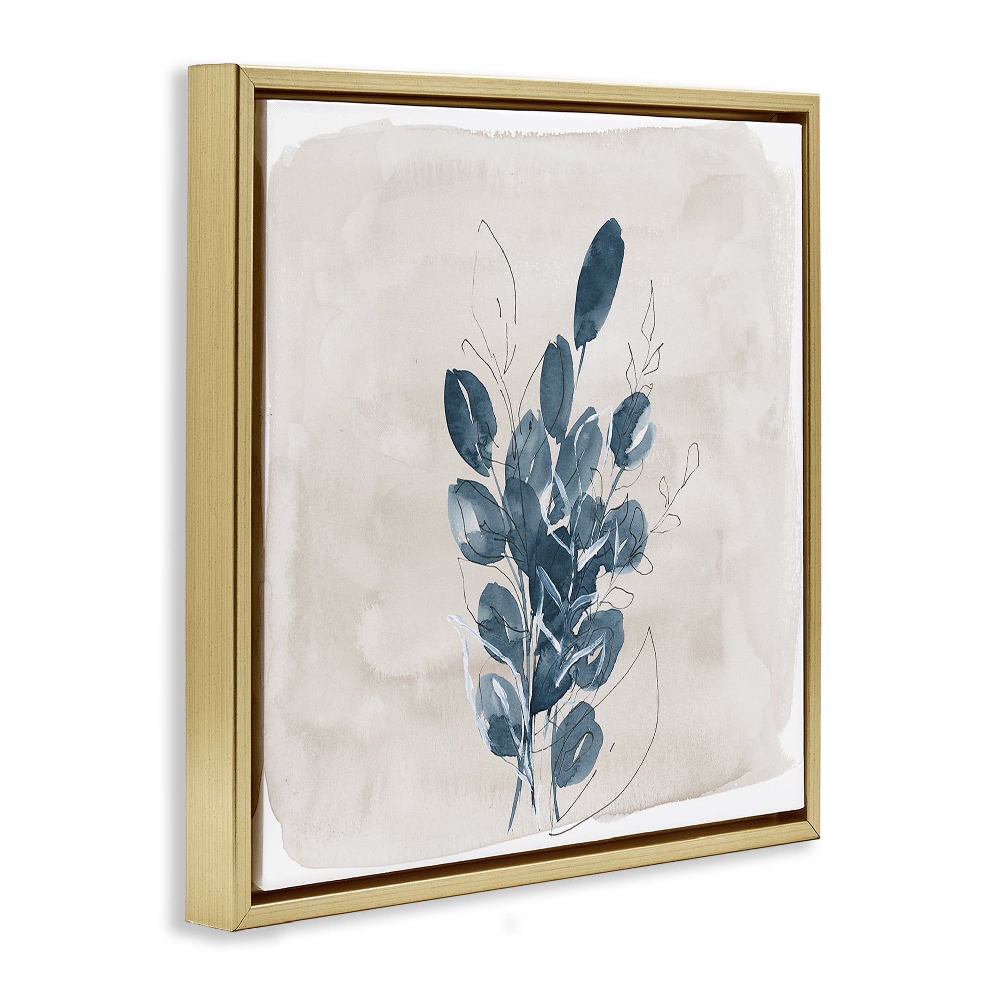 Stupell Industries Leaves In Summer Plants & Flowers Painting Gold Floater Framed Canvas Art Print Wall Art, 18 x 18