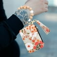 thumbnail image 2 of ID Bag Silicone Bracelet Floral Folding Card Holder Printed Leather Wallet Keychain Including Keychain ID Bag Floral Wallet Card Holder, 2 of 5