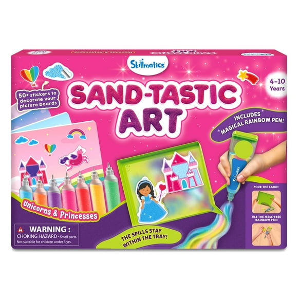 Skillmatics Art & Craft Activity - Sand-Tastic Art Unicorns & Princesses, Sand Art for Kids, Craft Kits & Supplies, DIY Creative Activity, Gifts for Girls & Boys Ages 4, 5, 6, 7, 8, 9, 10