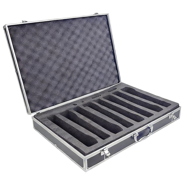 Fiocias Microphone Carry Case Handheld Aluminum Alloy Organizer with Sponge Compartment Protective Box And Portable Handle Buckle Suitable for Broadcasting Ro Black