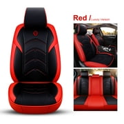 FLY5D Universal Leatherette Seat Protector for 5 Seats Cars Front and Rear Waterproof Cushions Protector fit Toyota Camry,Hodan,Ford,All Seasons,Black Red