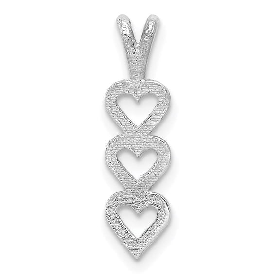 Diamond2Deal 14K White Gold Triple Heart Pendant for Women
