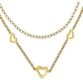 thumbnail image 1 of Gargantilla de Doble Cadena con Corazones Horoz de Acero Inoxidable Tono Dorado 45cm, 1 of 5