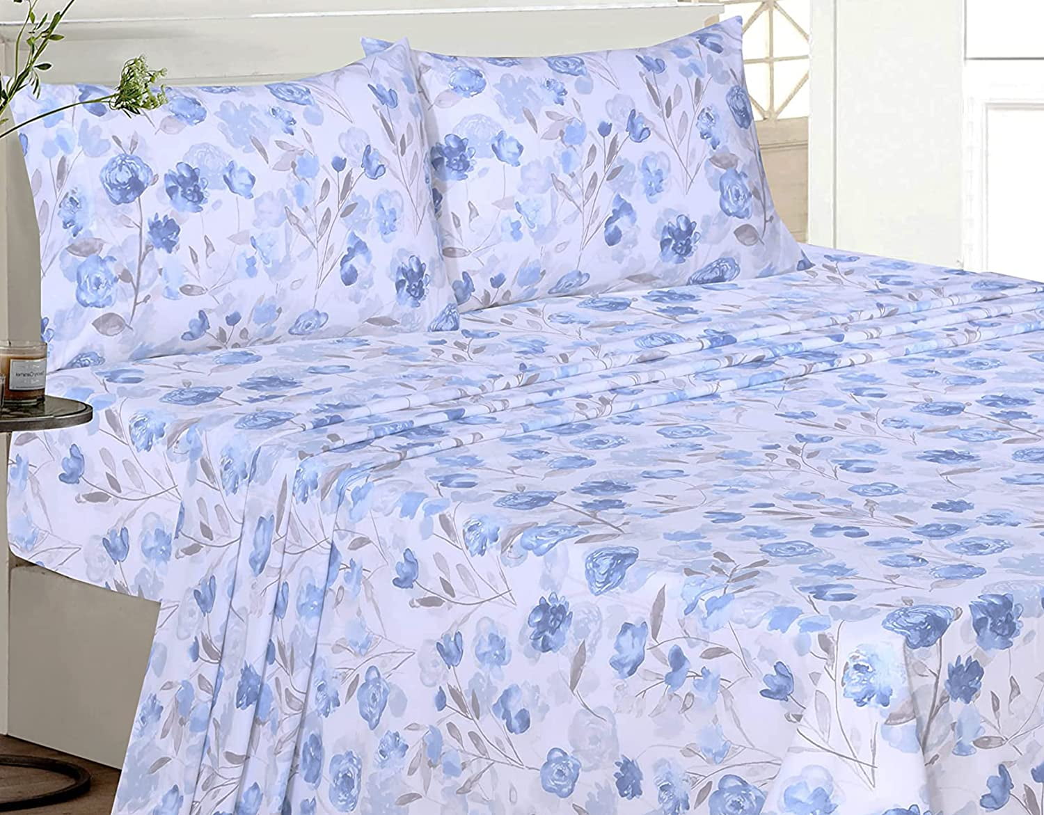 Ruvanti 100 Cotton Sheets Soft & Breathable King Sheet Set Deep