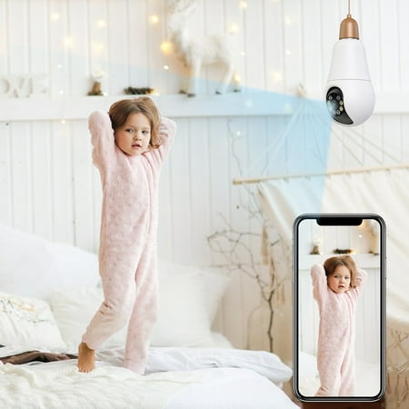 

Tiitstoy E27 Light Bulb Camera 1080P WiFi Security Camera 5G Dual Band 360 Degree Panoramic IP Camera Wireless Home Surveillance Cam W/ Night Vision Motion Detection White