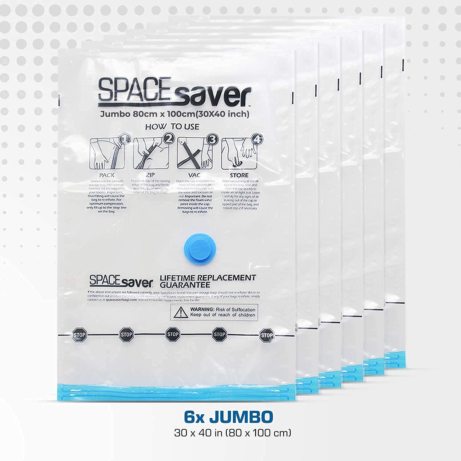 Spacesaver Premium *Jumbo* Vacuum Storage Bags (Works with Any Vacuum Cleaner + Free Hand-Pump for Travel!) Double-Zip Seal and Triple Seal Turbo-Valve for 80% More Compression! - image 3 of 6