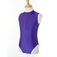 thumbnail image 4 of inhzoy Kids Girls Cutout Back Ballet Gymnastic Dance Leotard Mock Neck Tank Bodysuit Purple 10-12, 4 of 8