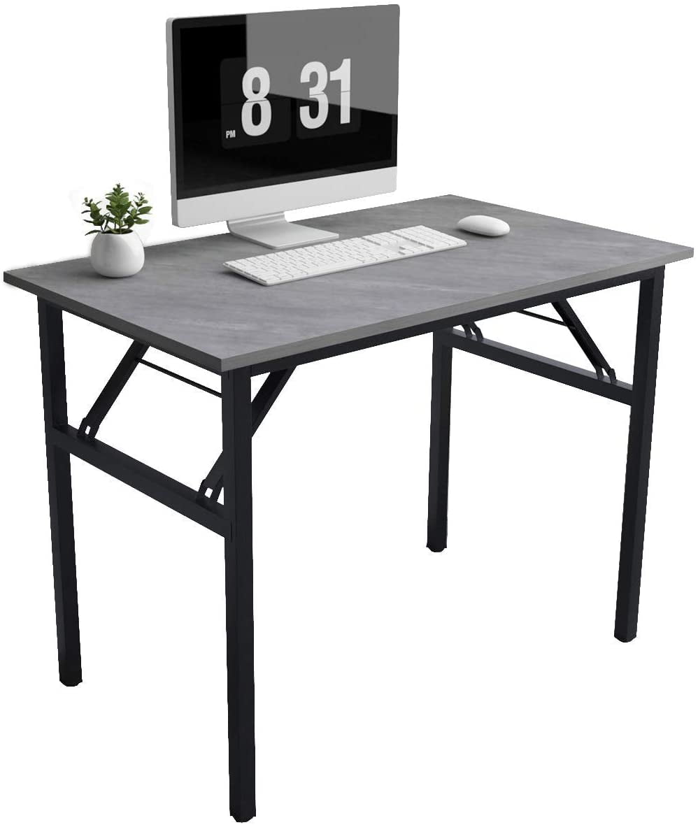 Need 39.4 inch Computer Desk for Small Space Small Folding Table Small Writing Desk Compact Desk Foldable Desk with BIFMA Certification No Install Needed Grey AC5-10060-LB
